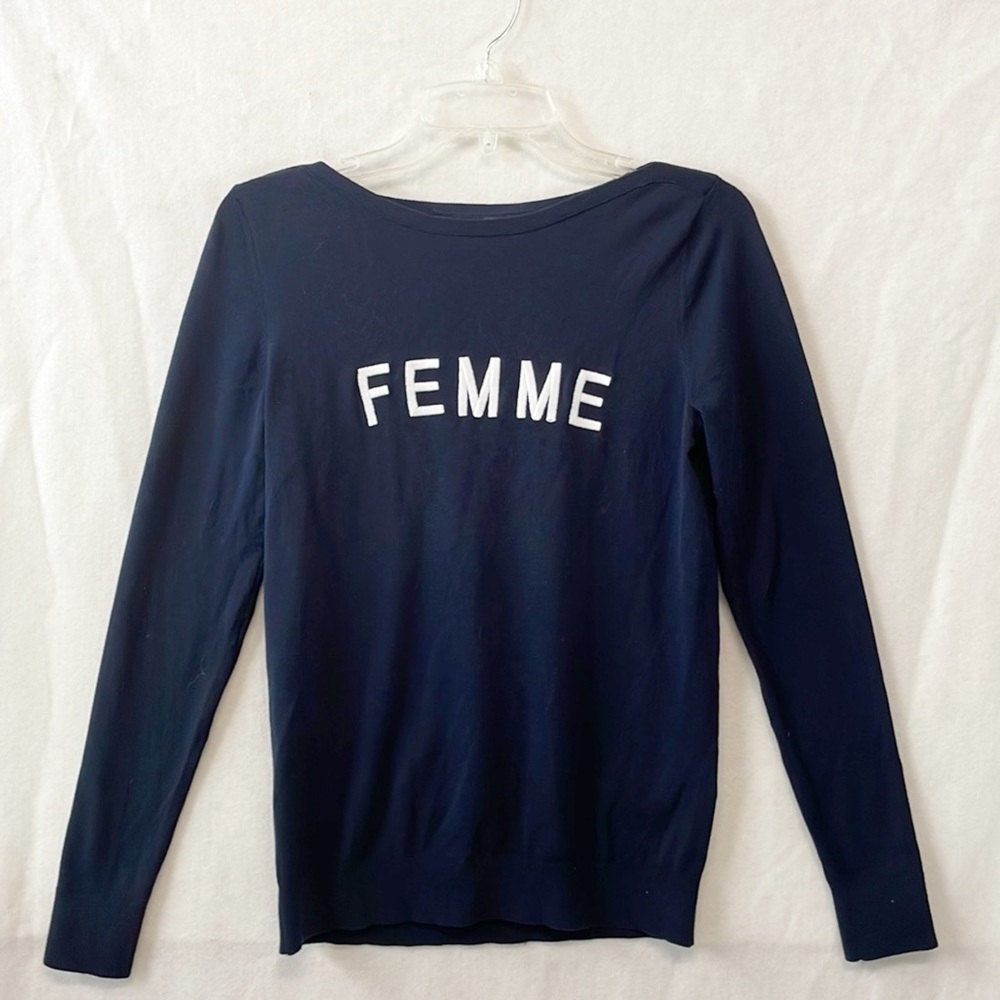 Banana Republic Navy Blue 'FEMME' Long Sleeve Sweater